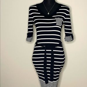 Pink Rose Women's Black and White Sweater Dress